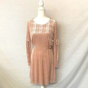 LC Lauren Conrad Runway Blush Plaid Long Sleeve Dress